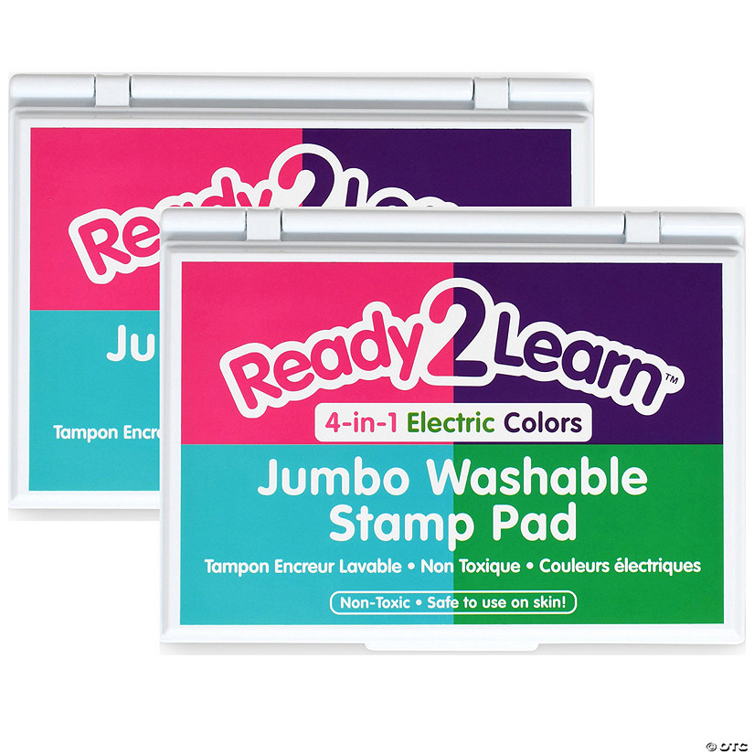 READY 2 LEARN Jumbo Washable Stamp Pad - 4-in-1 Electric Colors - Pack of 2 Image