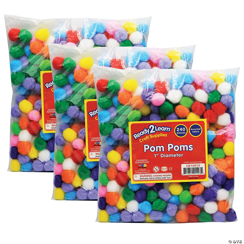 Ready 2 Learn Pom Poms, 240 Per Pack, 3 Packs