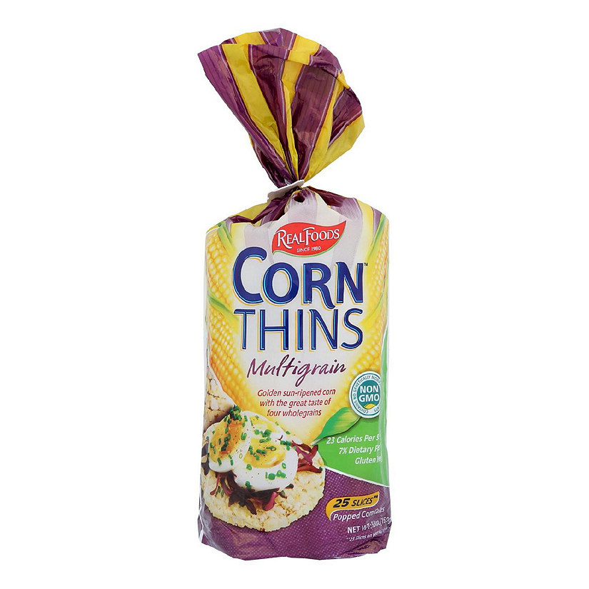 Real Foods Organic Corn Thins - Multigrain - Case of 6 - 5.3 oz.