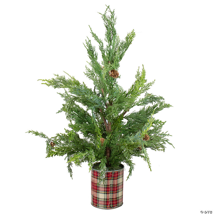Real Touch&amp;#8482;&amp;#65039; Potted Iced Cedar Artificial Christmas Tree - 24" - Unlit Image