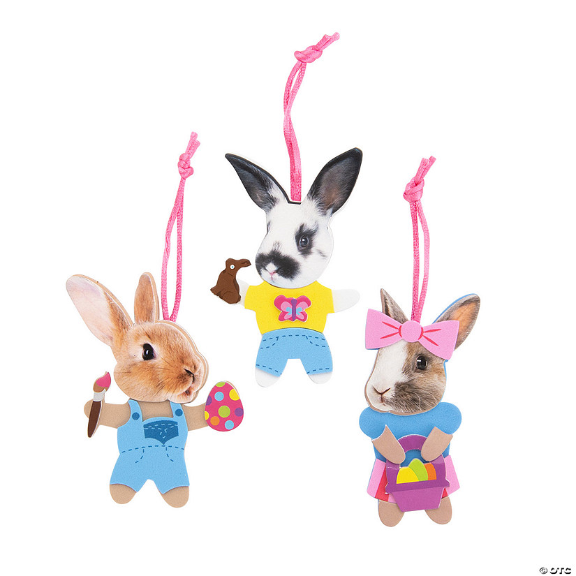 Realistic Bunny Face Easter Ornament Foam Craft Kit - Makes 12 Image