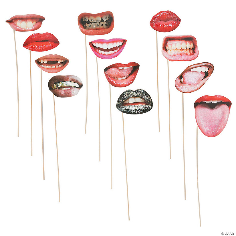 Realistic Fun Mouth Photo Stick Props - 12 Pc. Image