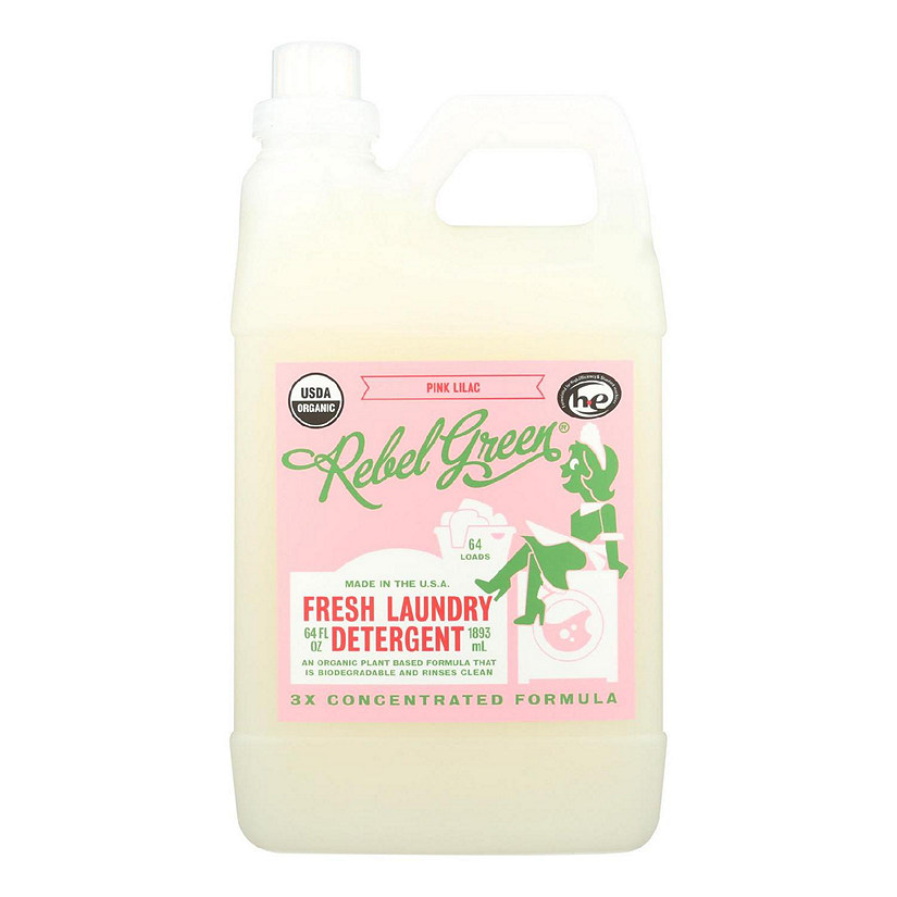 Rebel Green - Fresh Laundry Detergent - Pink Lilac - Case of 4 - 64 fl oz. Image