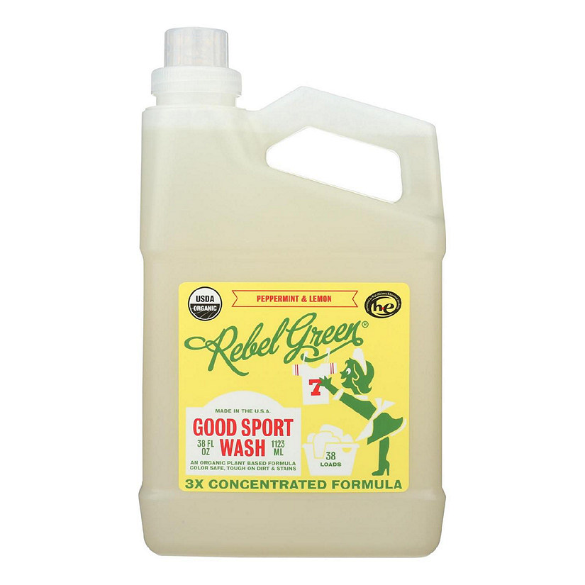 Rebel Green - Laundry Detergent Good Sport Wash - Lemon and Peppermint - Case of 4 - 38 fl oz. Image