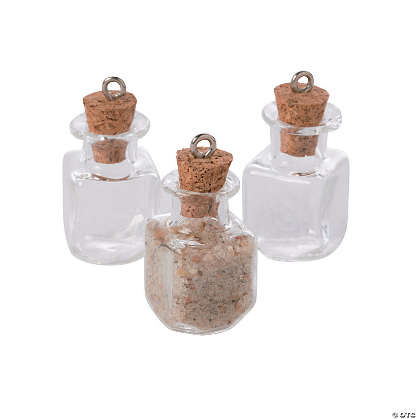 Rectangle Glass Bottle Charms with Cork Stopper Discontinued