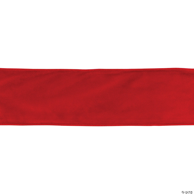 Red 4" X 10 Yds. Ribbon Wired Polyester Image