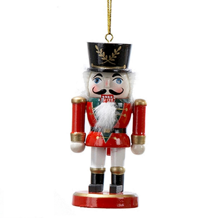 Red and Black Classic Nutcracker Wood Christmas Tree Ornament 4 Inch New Image