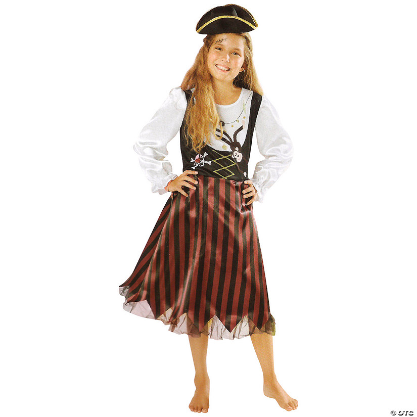 Red and Black Pirate Girl Child Halloween Costume - Medium Image