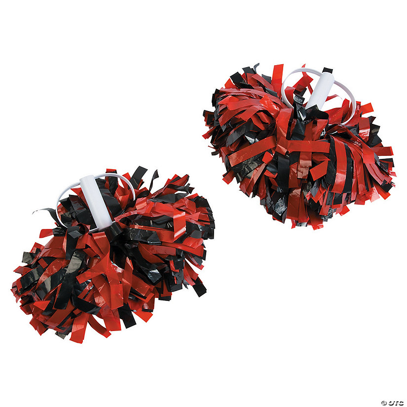 Red Black Spirit Cheer Pom Poms 2 Pc Oriental Trading
