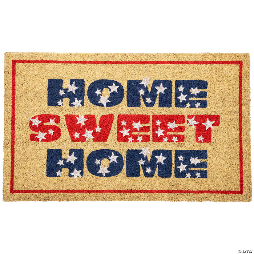 Red and Blue Americana Home Sweet Home Coir Outdoor Doormat 18" x 30" Image