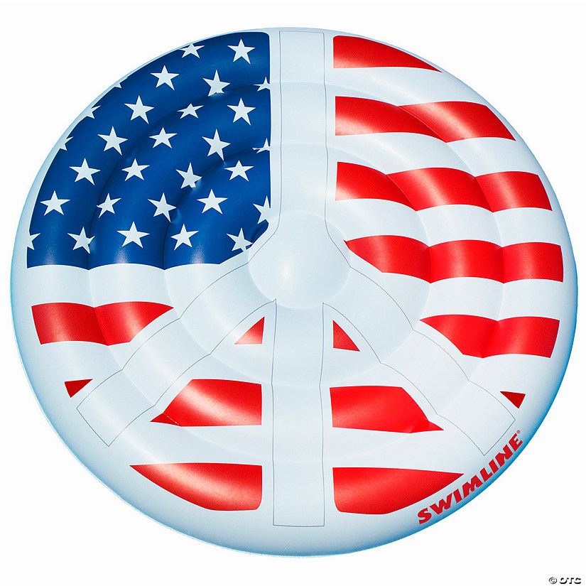 Red and Blue Stars  Stripes  Peace Sign Swimming Pool Float  60-Inch Image