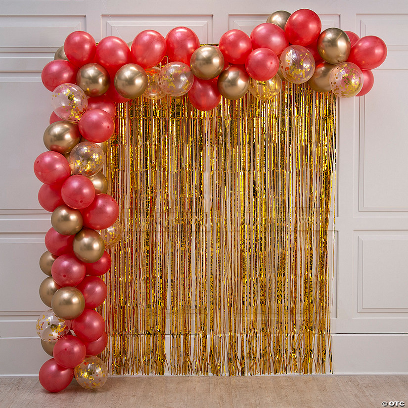 Red & Gold Balloon Backdrop Decorating Kit - 88 Pc. Image