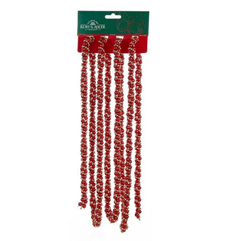 Red and Gold Bead Twisted Garland 9 Feet H9490RGO Image