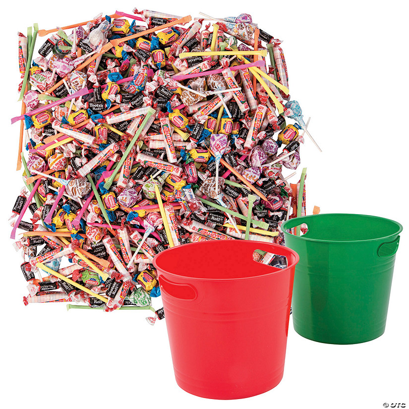 Red & Green Buckets with Candy Parade Kit - 1004 Pc. Image