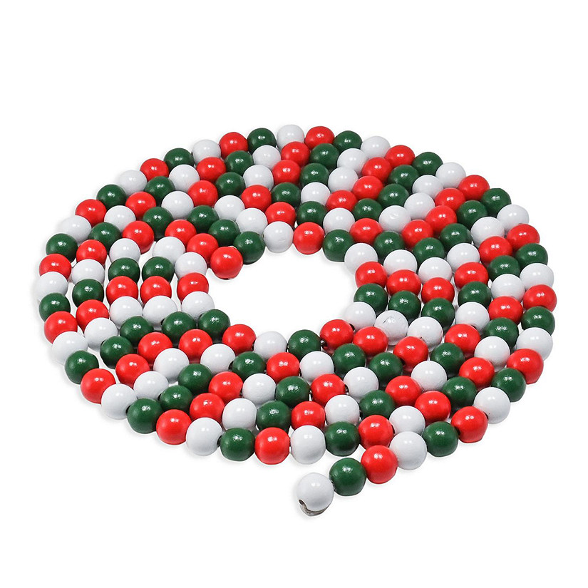 Red and Green Garland -  Christmas Wooden  Beaded  Garland Tree Decorations Image