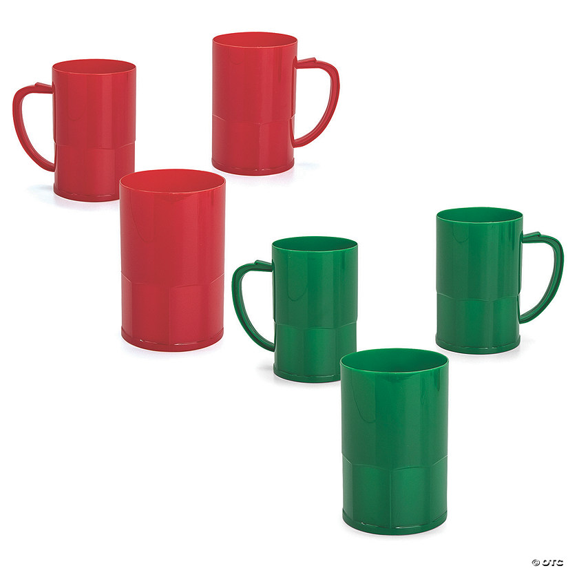 Red &amp; Green Plastic Mugs - 24 Pc. Image