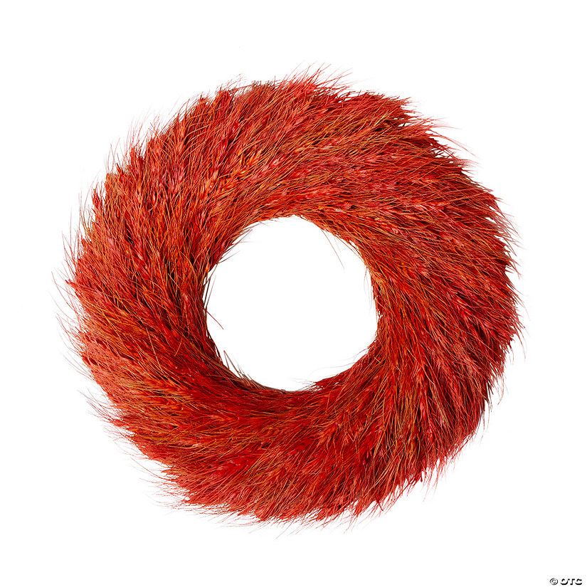 Red and Orange Ears of Wheat Fall Harvest Wreath - 12-Inch  Unlit Image