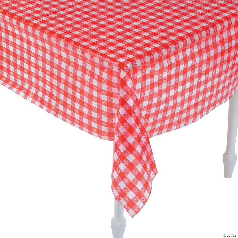 Red White Checkered Plastic Tablecloth Oriental Trading