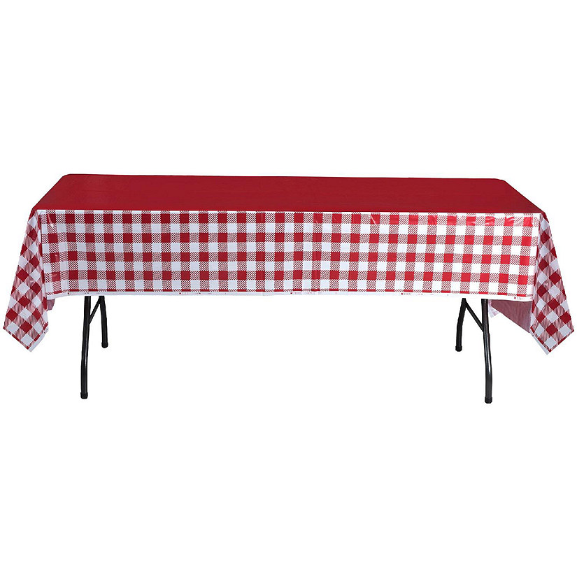Red and White Checkered Tablecloths 8 Pack Image