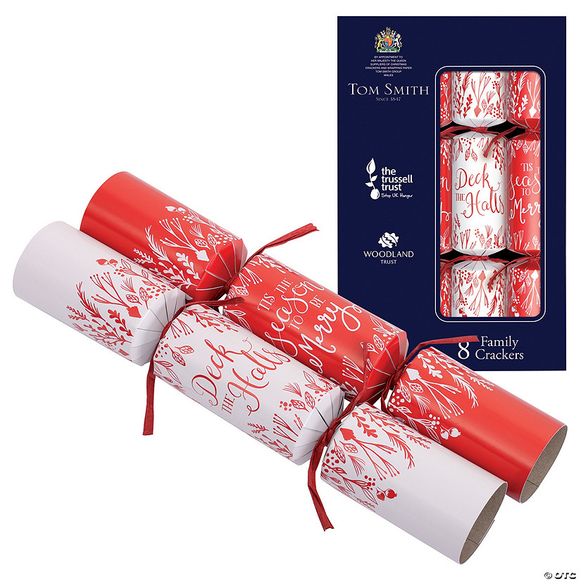 Red & White Contemporary Family Christmas Party Crackers - 8 Pc. Image
