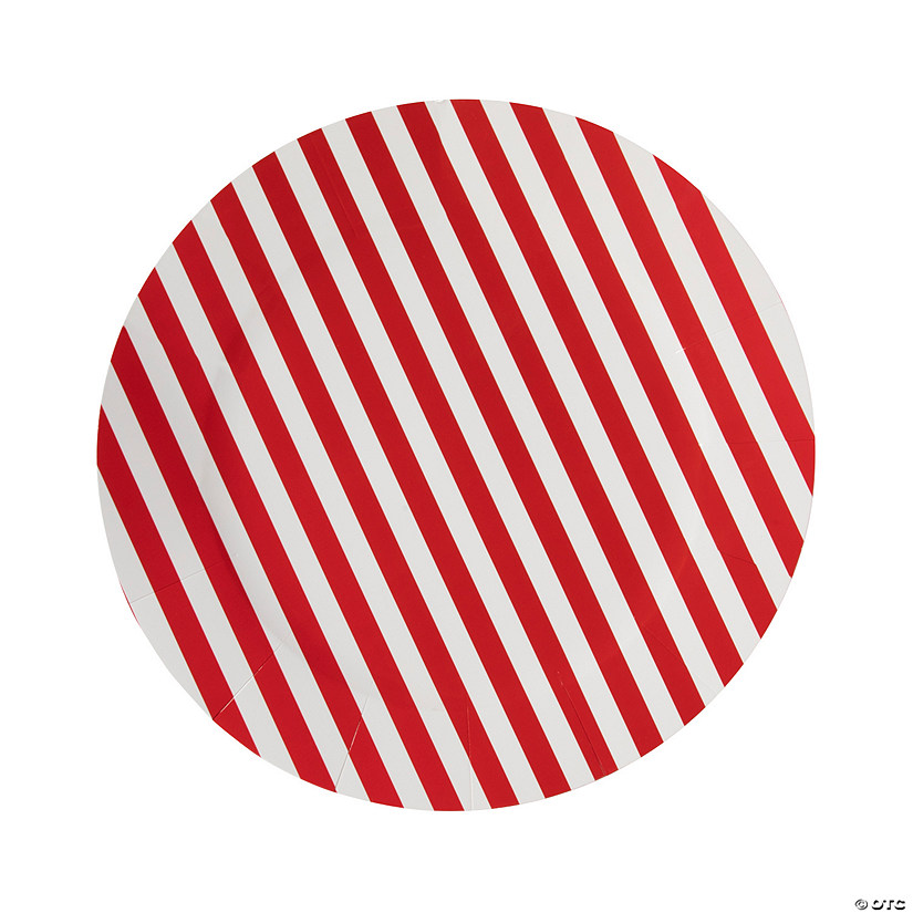 Red & White Striped Paper Chargers - 24 Pc. Image