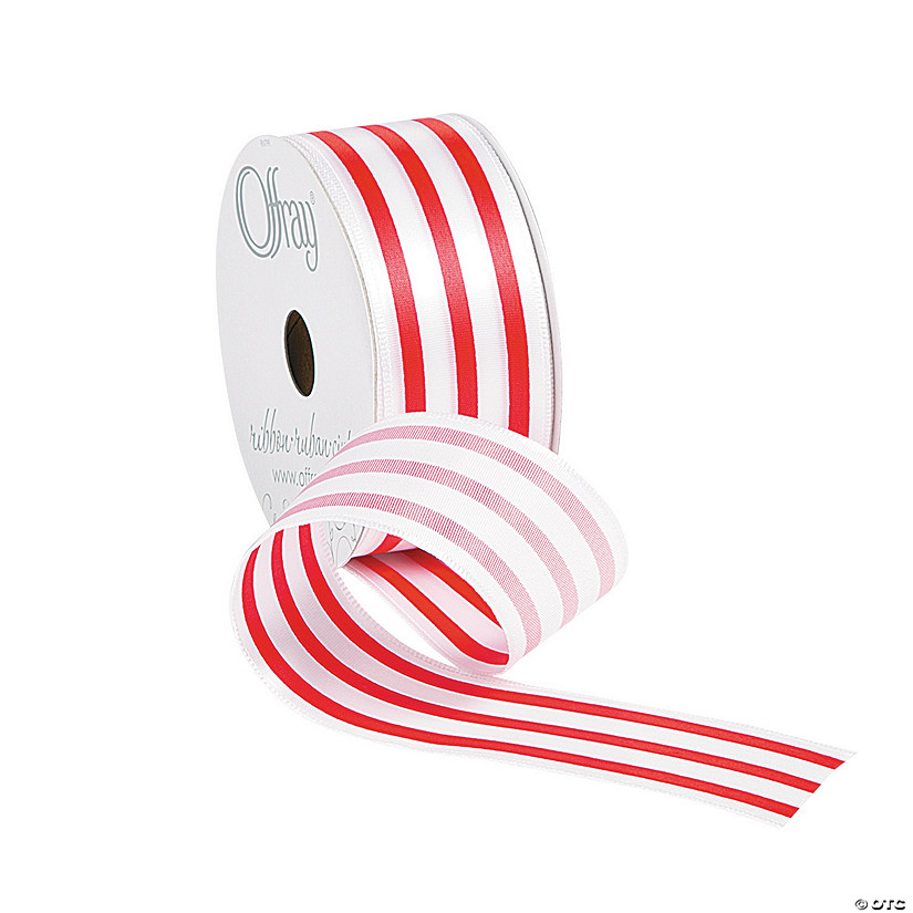 Red & White Striped Satin Ribbon - Discontinued