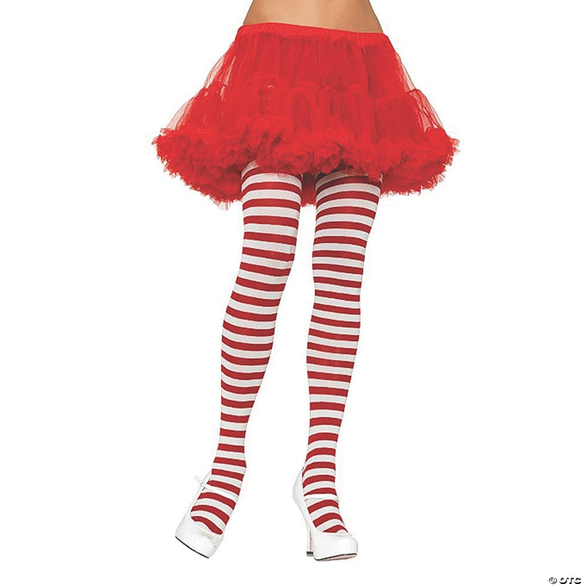 Red & White Striped Tights Image