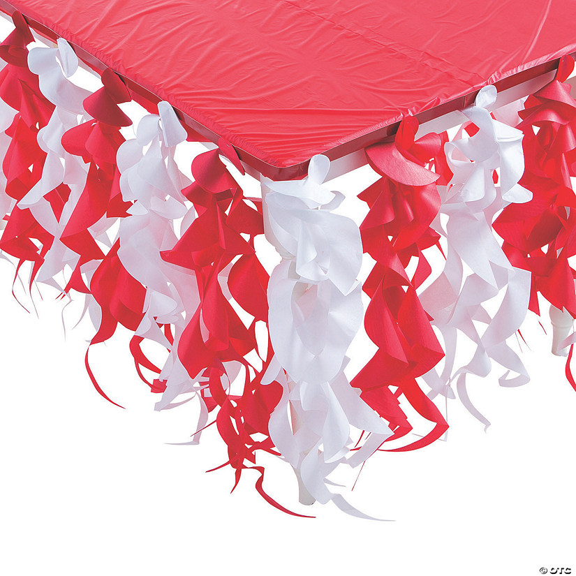 Red & White Swirl Table Skirt Image