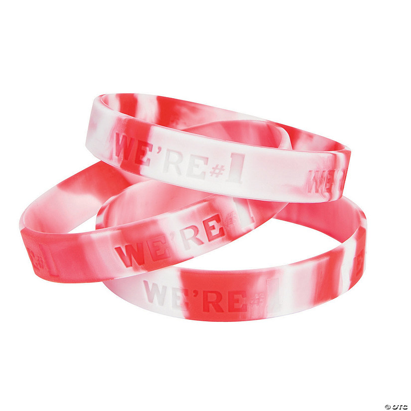 Red & White We’re 1 Rubber Bracelets Oriental Trading
