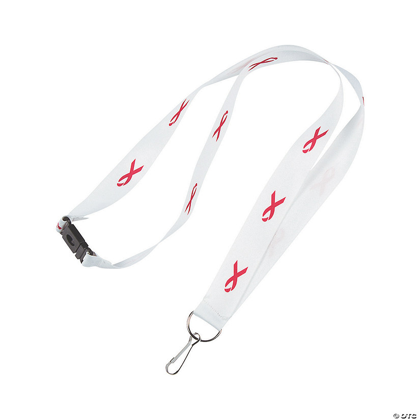 Red Awareness Ribbon Badge Holder Breakaway Lanyards - 12 Pc. Image