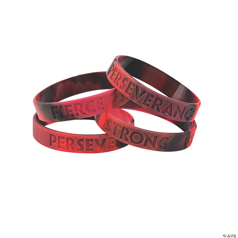 Red Awareness Ribbon Camo Silicone Bracelets - 12 Pc. Image