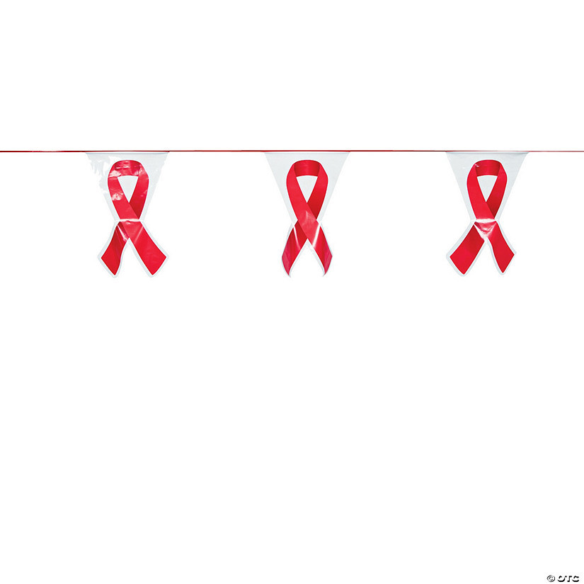 Red Awareness Ribbon Cardboard Pennant Banner