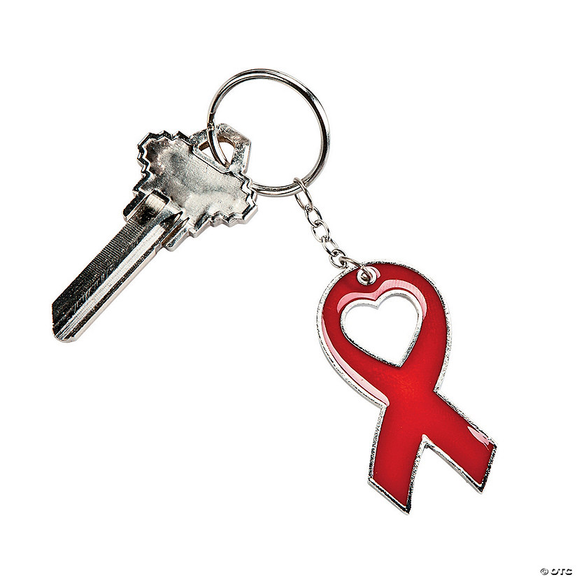 Red Awareness Ribbon Keychains Oriental Trading