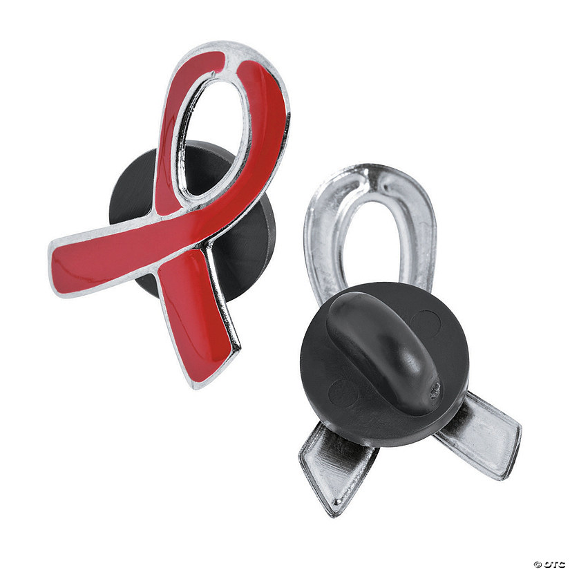Red Awareness Ribbon Pins - 12 Pc. Image