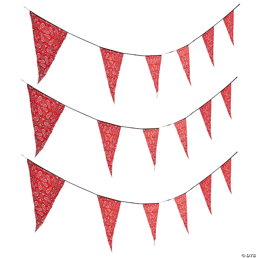 Red Bandana Print Plastic Pennant Banner | Oriental Trading
