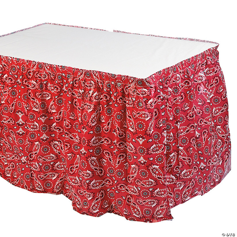 Red Bandana Print Table Skirt Image
