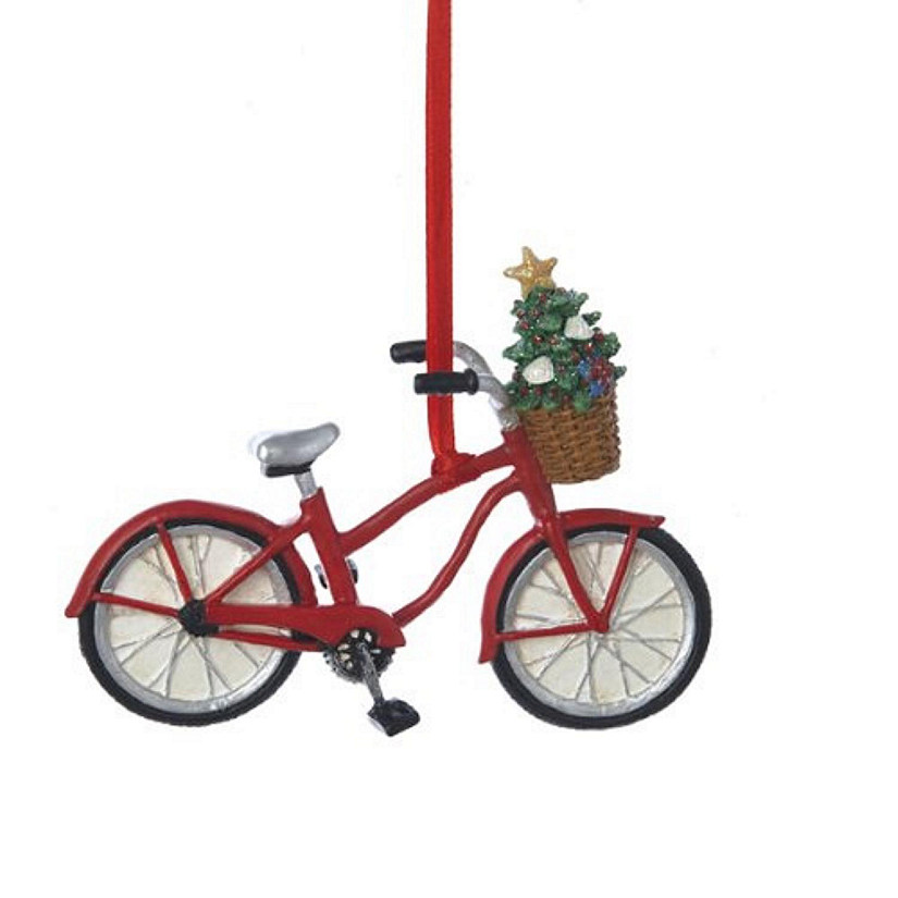 Red Bicycle with Basket Christmas Tree Ornament Decoration Bike C7247 New Image