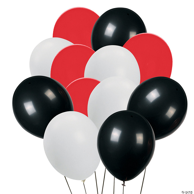 Red, Black & White Latex Balloon Bouquet - 37 Pc. Image