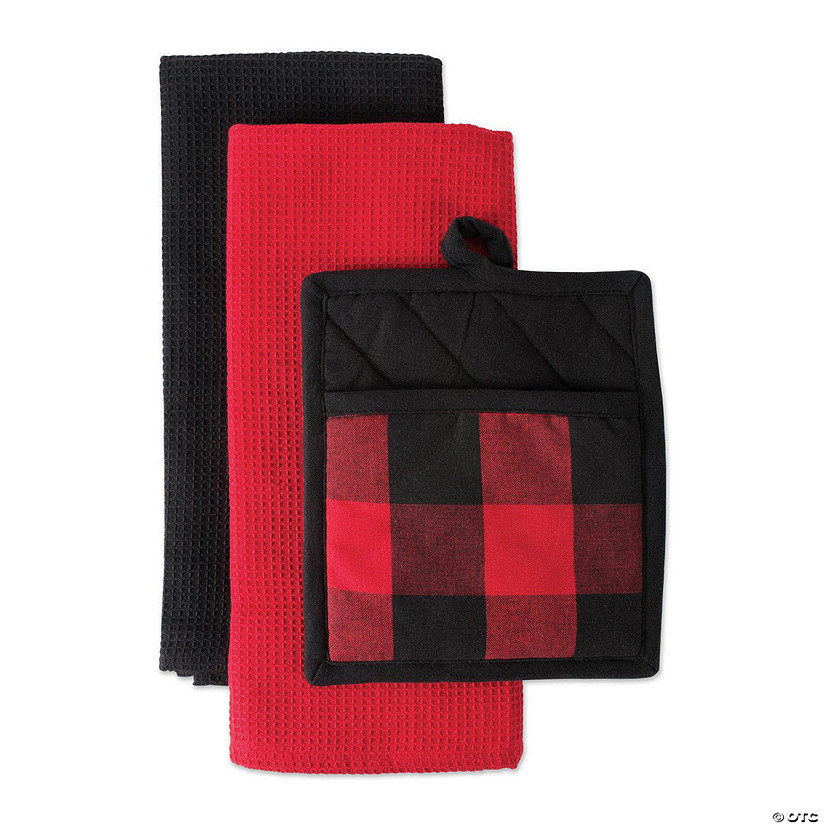 Red Buffalo Check Potholder & Dishtowel Kitchen Set Image