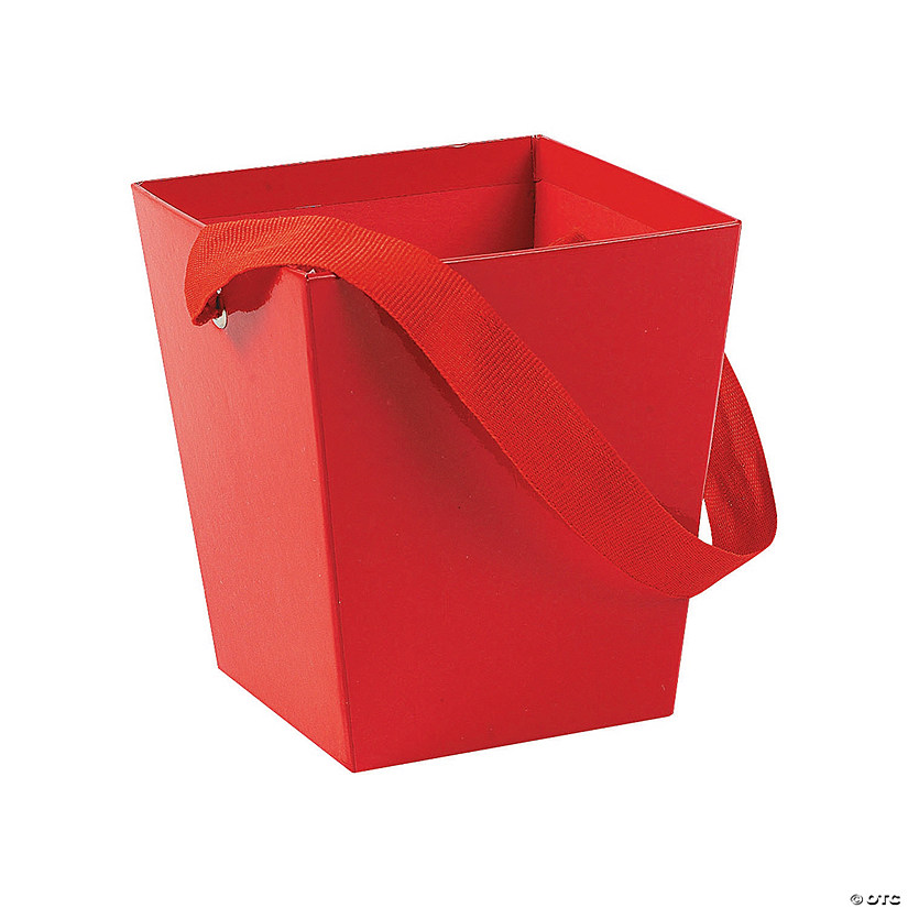 Red Candy Buckets with Ribbon Handle - 6 Pc. Image
