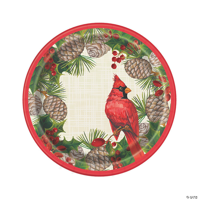 Red Cardinal Christmas Paper Dessert Plates - 8 Ct. Image