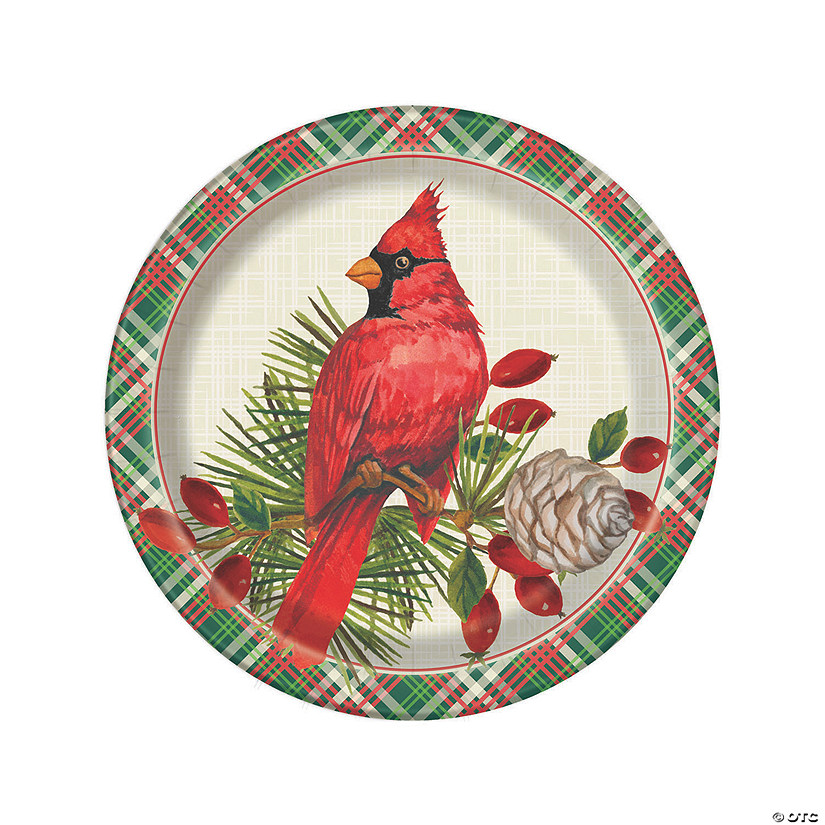 Red Cardinal Christmas Paper Dinner Plates - 8 Ct. Image