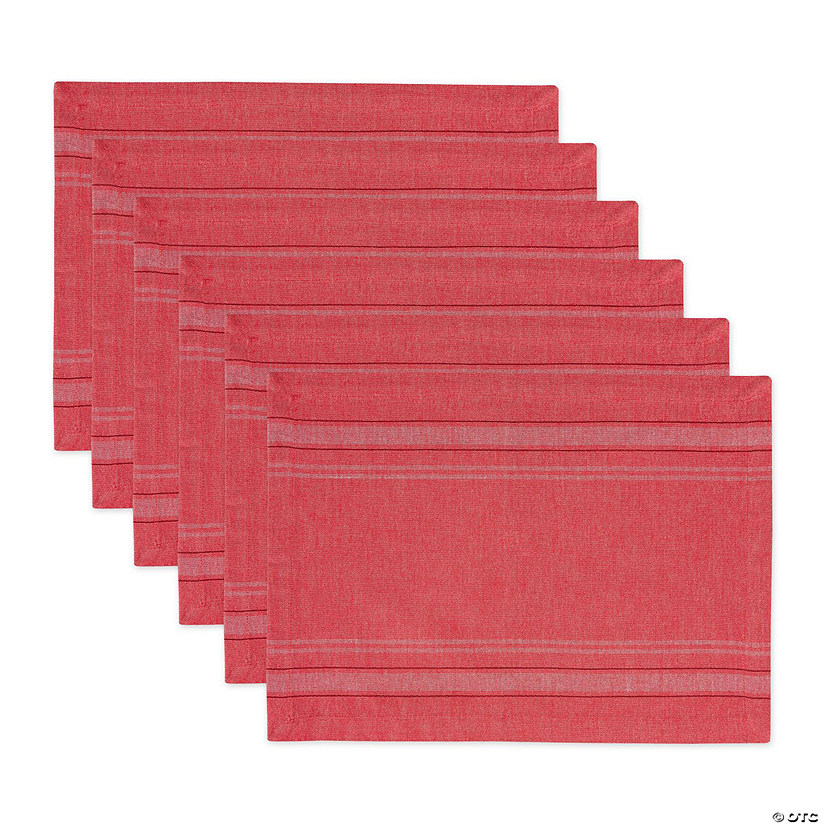 Red Chambray French Stripe Placemat (Set Of 6) Image
