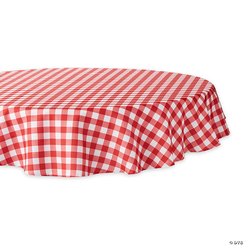 Red Check Outdoor Tablecloth 60 Round Image