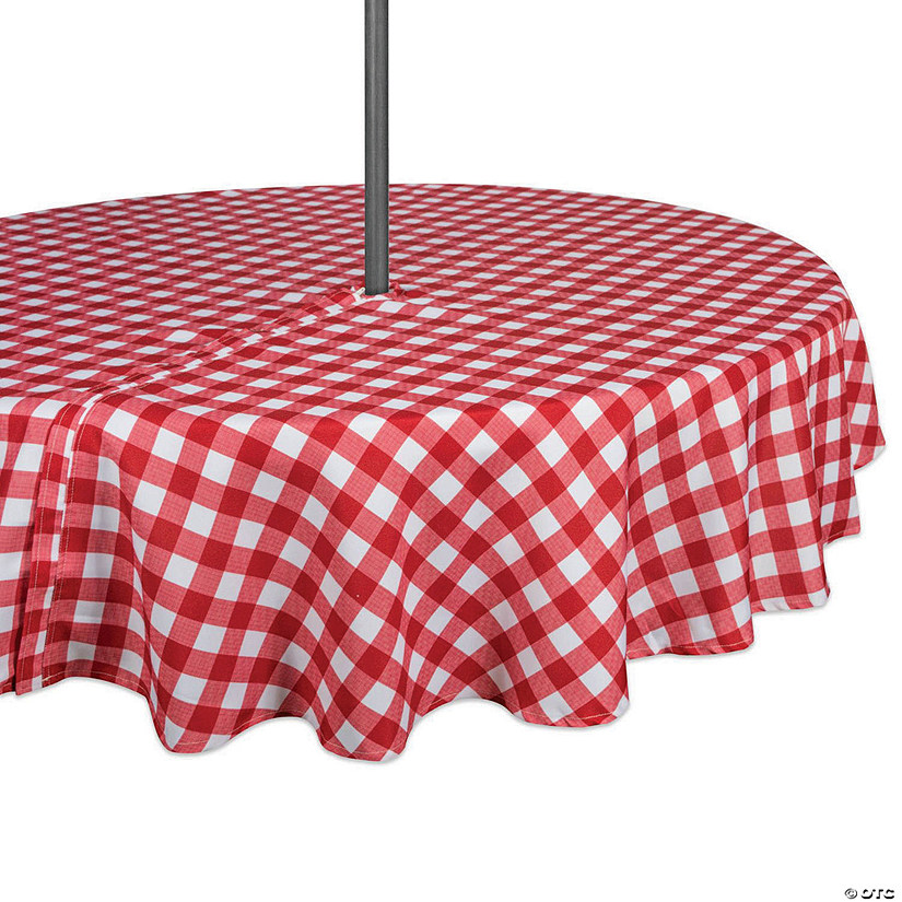 Red Check Outdoor Tablecloth With Zipper 60 Round Image