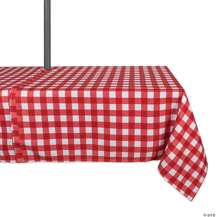 Red Check Outdoor Tablecloth With Zipper 60X84 Image