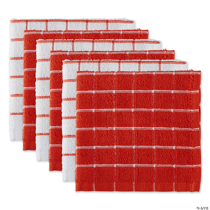 Red Combo Windowpane Dishcloth (Set Of 6) Image