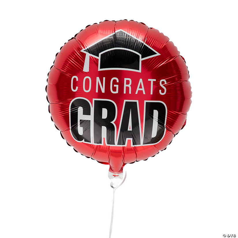 Red Congrats Grad 18" Mylar Balloons - 3 Pc. Image