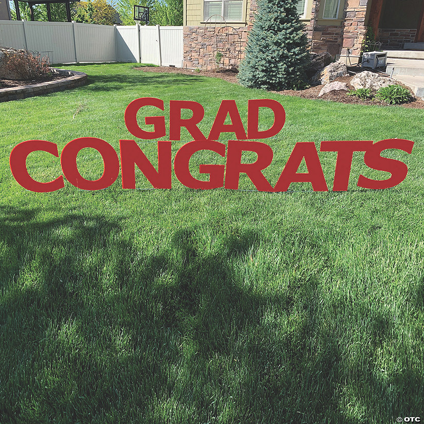 Red Congrats Grad Letters Yard Sign Image
