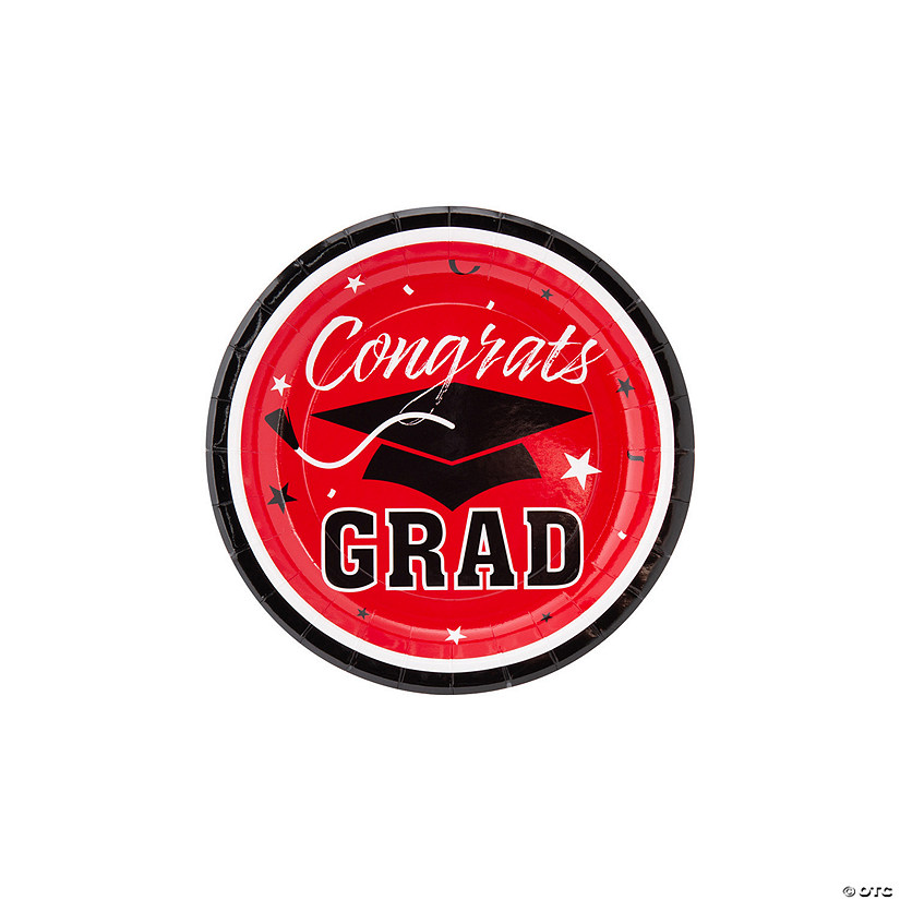 Red Congrats Grad Paper Dessert Plates - 25 Ct. Image